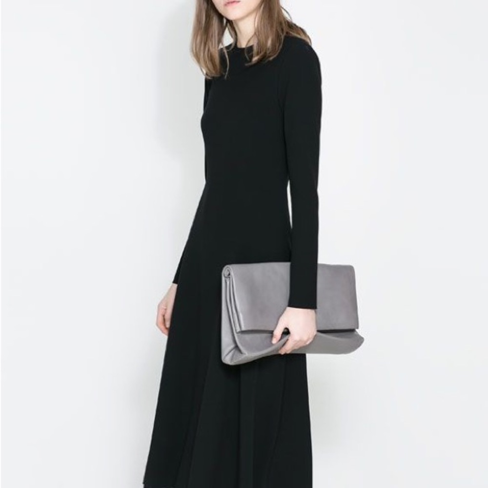Zara Black Long Sleeve Sheath Dress